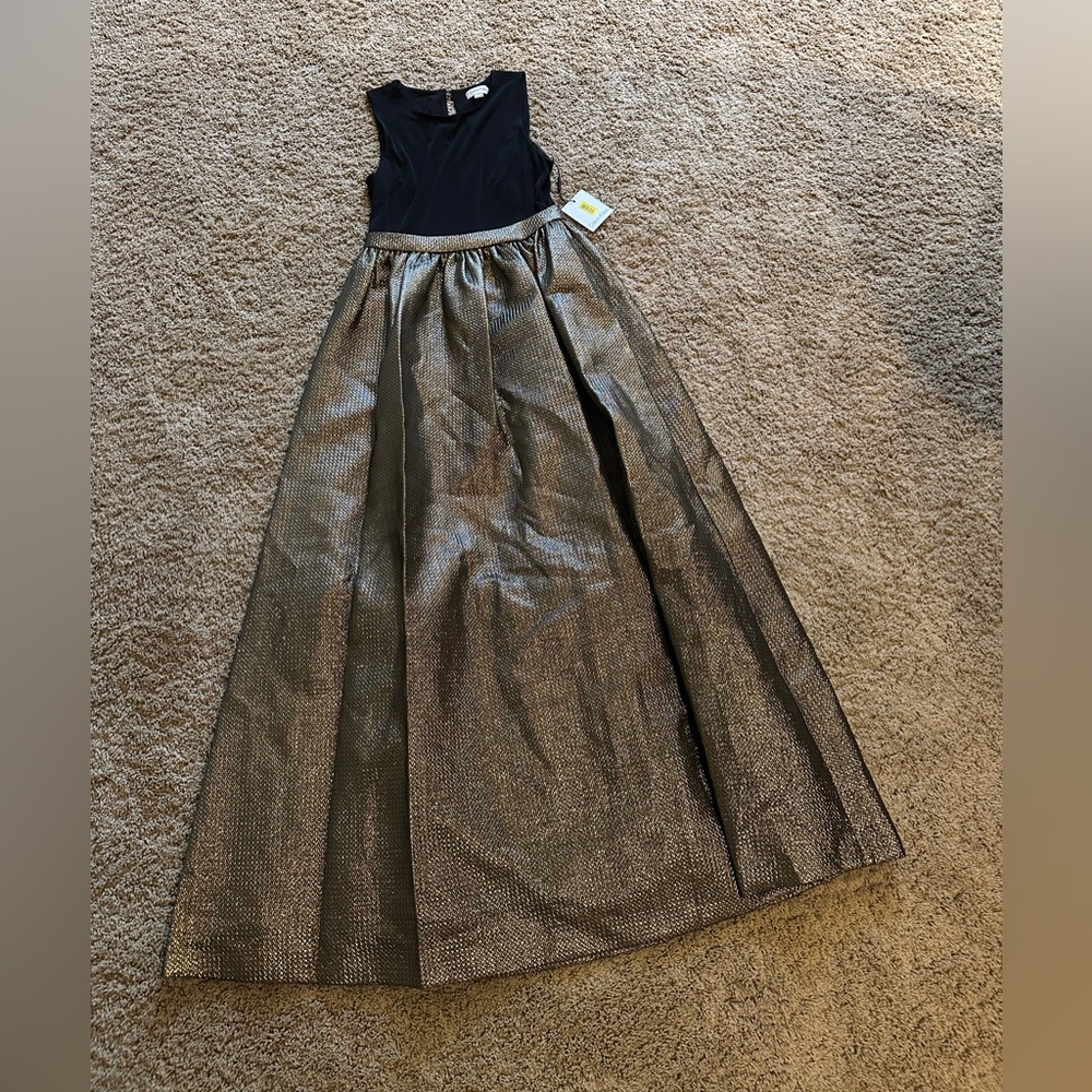 Calvin Klein Black and Gold Maxi Formal Dress